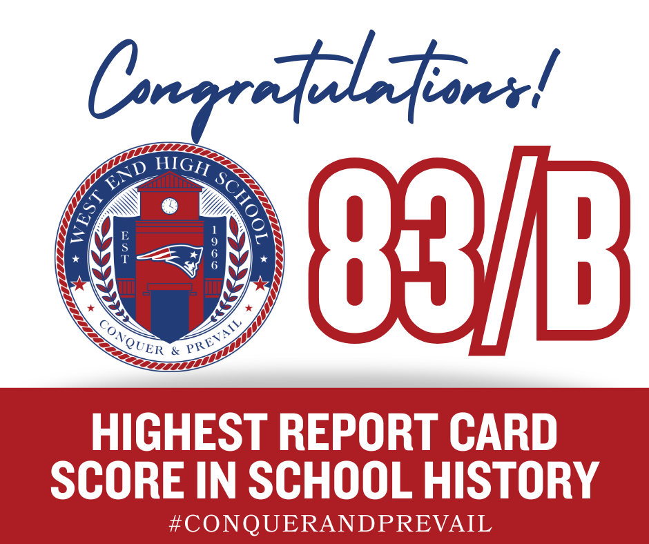 Graphic of WEHS scoring an 83/B on state report card